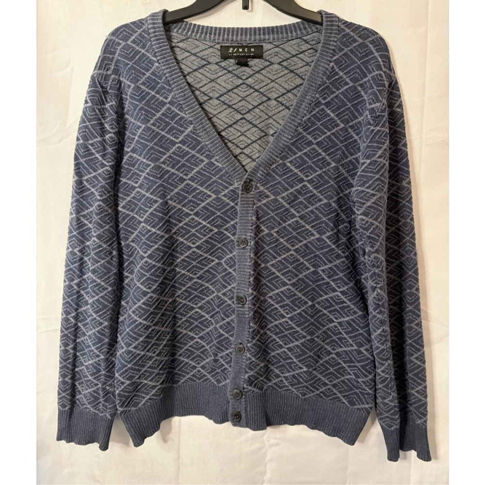 Grandpa Gorp Core Cotton Preppy Grunge Cardigan Sweater 21 Men Size M Blue